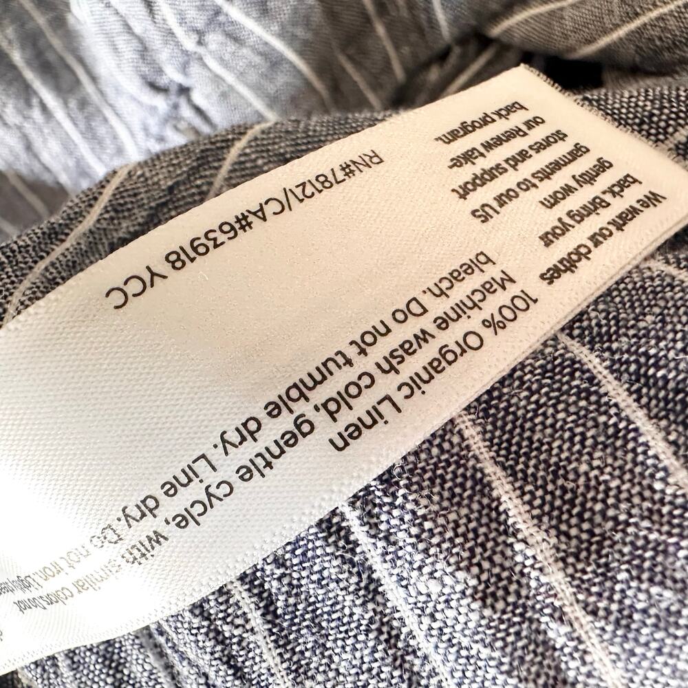 Eileen Fisher Puckered Linen Ocean Stripe Ankle Wide Leg Pants Large Coastal - Picture 8 of 8
